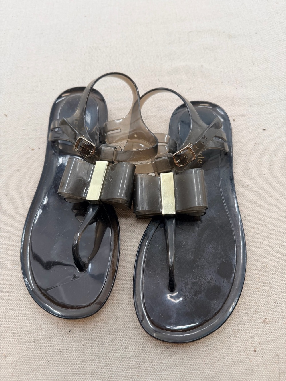 Kate Spade Women's Clear Bow Jelly Sandals - Black